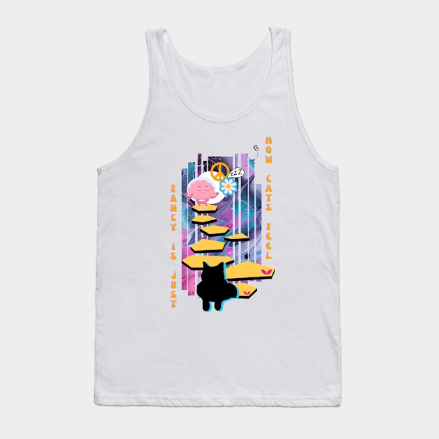 Psychedelic black cat on a path to well-being Tank Top by Sardonic Neko